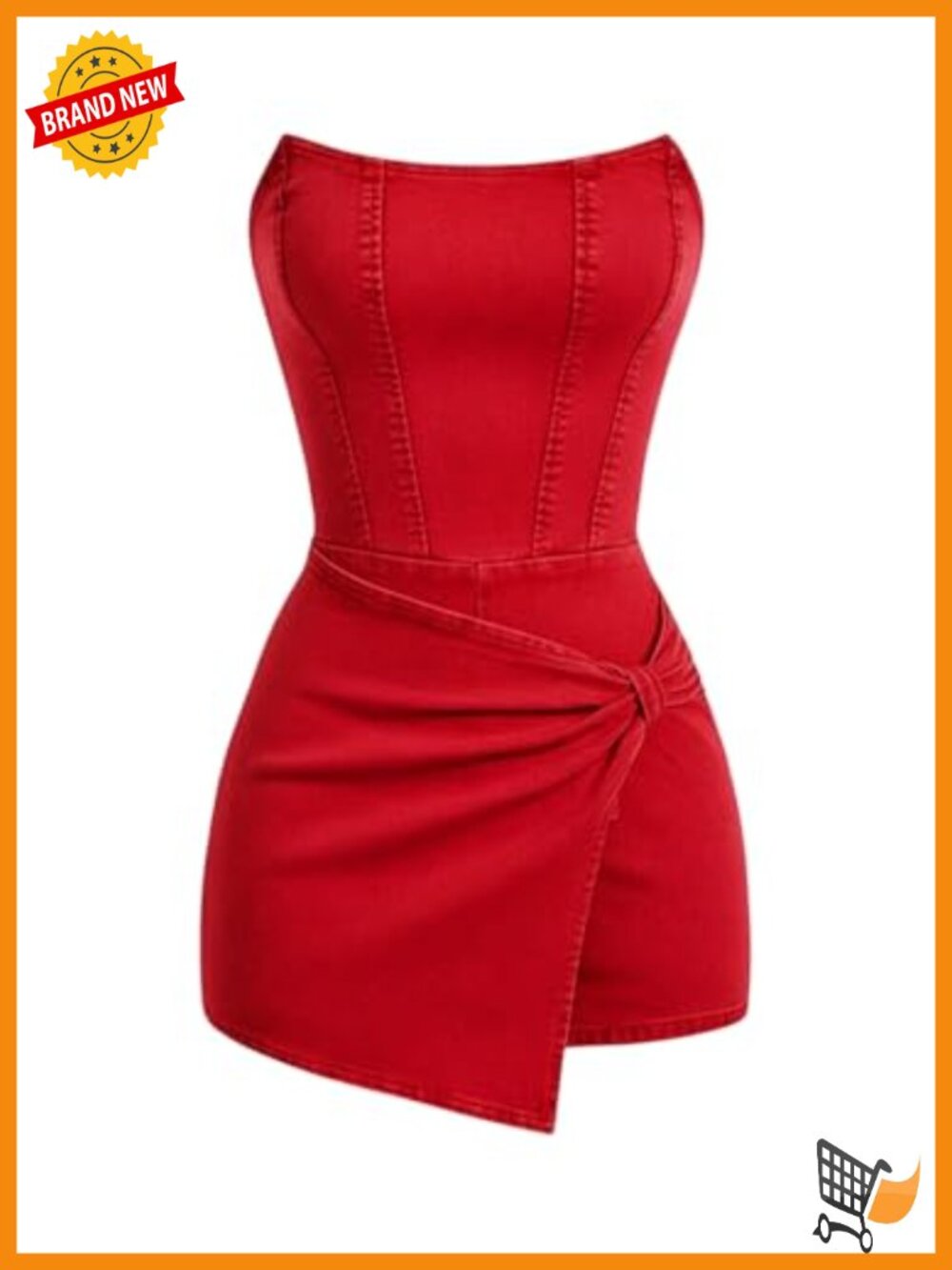 Denim Wrap Hem Strapless Tube Top Romper Short Jumpsuit for Women